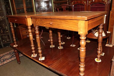 Lot 1370 - A pair of 19th century walnut side tables on turned legs