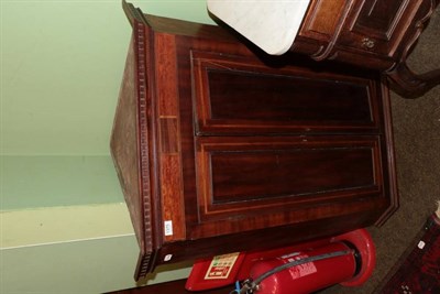 Lot 1375 - A late George III mahogany and satinwood banded hanging corner cupboard