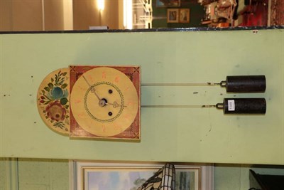 Lot 1389 - A mid 19th century, double weight driven, striking wall clock, wooden arch painted dial,...