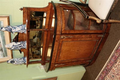 Lot 1392 - A Victorian figured walnut and marquetry inlaid credenza, with mirrored superstructure