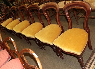 Lot 1395 - Set of six early Victorian mahogany 'balloon back' dining chairs