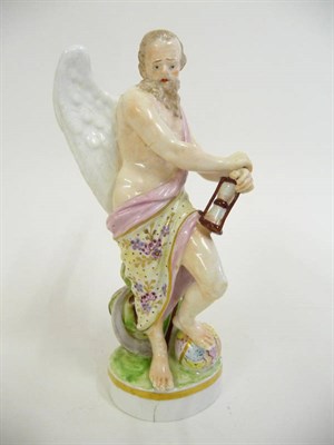 Lot 176 - A Derby Figure of "Time", circa 1800, the winged bearded figure depicted with foot resting on a...