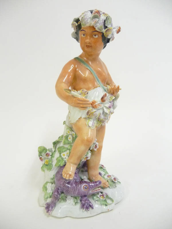 Lot 178 - A Derby Figure Allegorical of America, from a Set of "The Continents", circa 1780, the figure...