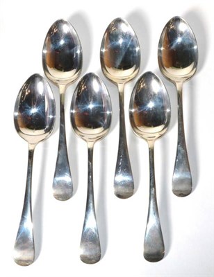 Lot 180 - A set of six Old English pattern silver dessert spoons, Cooper Bros, Sheffield 1915, 10ozt