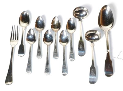 Lot 197 - A set of six Victorian provincial bright cut silver teaspoons, Thomas Sewell, Newcastle 1853, a...
