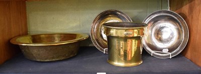 Lot 215 - A near pair of Lakeland Rural Industries, Borrowdale planished stainless steel circular dishes, one