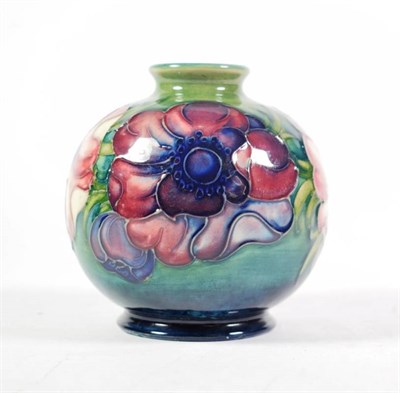 Lot 232 - A Moorcroft Pottery Anemone pattern vase of squat form, with impressed marks