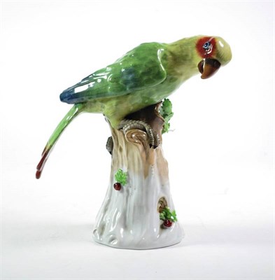 Lot 245 - A Dresden porcelain model of a parrot