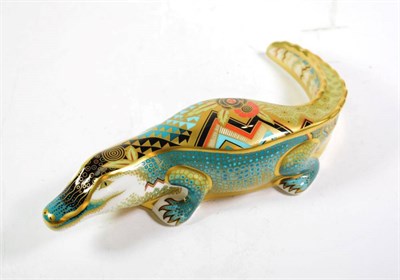 Lot 248 - A Royal Crown Derby Alligator paperweight, gold coloured stopper