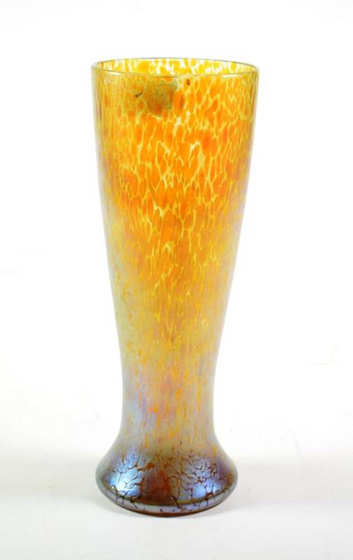 Lot 249 - A Loetz gold papillon glass vase, of tapering form, unmarked, 24.5cm