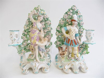 Lot 187 - A Pair of Derby Porcelain Candlestick Figures, circa 1770, as Mars and Venus and Cupid standing...