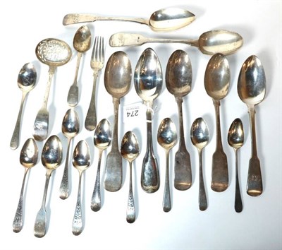 Lot 274 - A set of four Irish silver fiddle, with rat tail, pattern table spoons, Richard Whitford,...