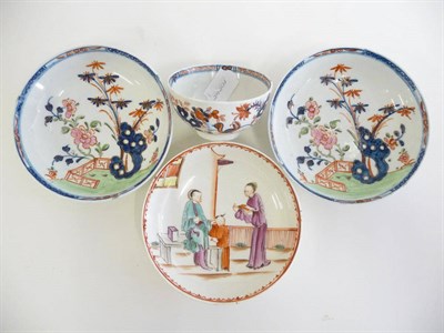 Lot 189 - A Lowestoft Porcelain Tea Bowl, circa 1775, painted in the Redgrave style with birds amongst...