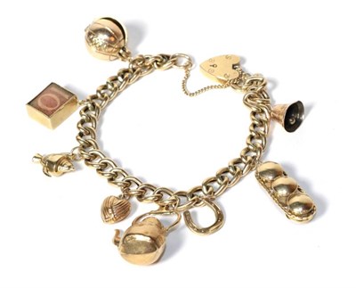Lot 313 - A 9 carat gold charm bracelet, length 19cm