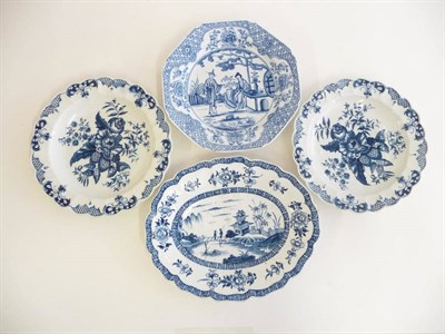 Lot 193 - A Derby Porcelain Oval Stand, circa 1770, painted in underglaze blue with chinoiserie figures...