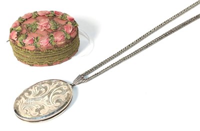 Lot 323 - A pink enamelled butterfly brooch, by David Anderson (a.f.); and a silver locket by Georg...