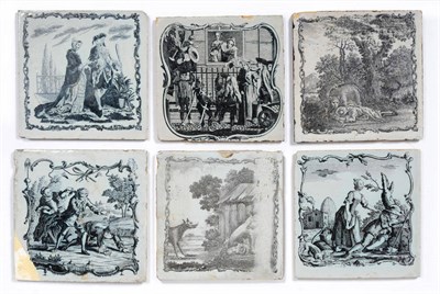 Lot 194 - A Liverpool Delft Tile, circa 1770, printed by Sadler & Green with a couple in a garden with a...