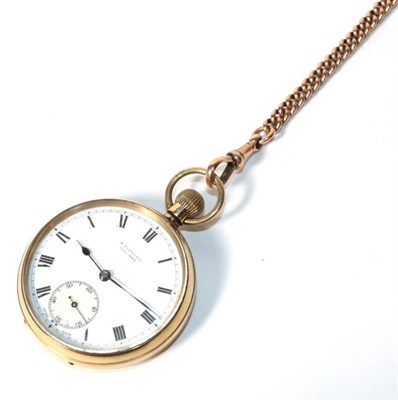 Lot 333 - A 9 carat gold open faced pocket watch, H Diamond: Lucerne hallmarked subsidiary dial together with