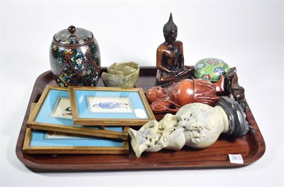 Lot 345 - Chinese pith pictures, soapstone etc