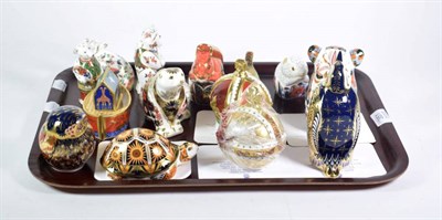 Lot 351 - Collection of fifteen Royal Crown Derby china paperweights, five with certificates, thirteen...