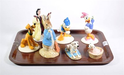 Lot 352 - Royal Doulton pottery comprising: 101 Dalmations figures; three Mickey Mouse figures; four...