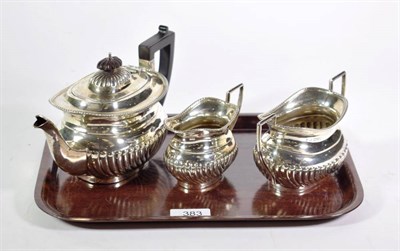 Lot 383 - A Bachelors three piece silver tea service by John Millward Banks, Chester 1901