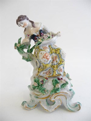 Lot 206 - A Bow Porcelain Figure of Summer from a Set of the Seasons, circa 1770, as a girl in blue...