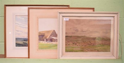 Lot 1017 - Fred Lawson (1888-1968), Looking towards the moors above Castle Bolton, signed watercolour;...