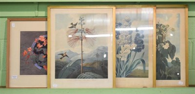 Lot 1037 - Watercolour of Begonias by Nicholas Barnham; and three plates from Thornton's Temple of Flora,...