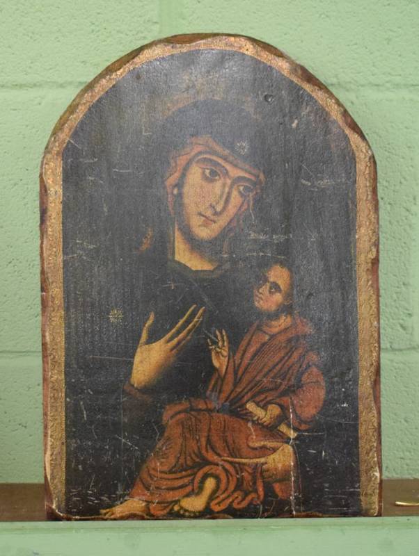 Lot 1039 - Russian School (20th century), icon of the Virgin and Child, oil on panel (unframed), 38.5cm by...