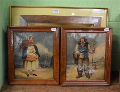 Lot 1046 - G Scott, Study of a Fisherman, and a similar study of a Fisherwoman, signed, oils on canvas; a...