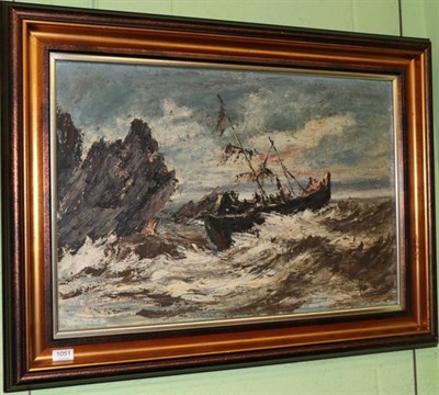 Lot 1051 - * Richardson, Shipping scene, signed, oil on board, 50cm by 75cm