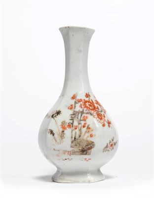 Lot 216 - A First Period Worcester Porcelain Hexagonal Bottle Vase, circa 1753, painted in Kakiemon style...