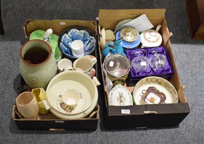 Lot 1103 - Assorted ceramics including Wedgwood Jasperware biscuit barrel, Royal Doulton Dickens series...