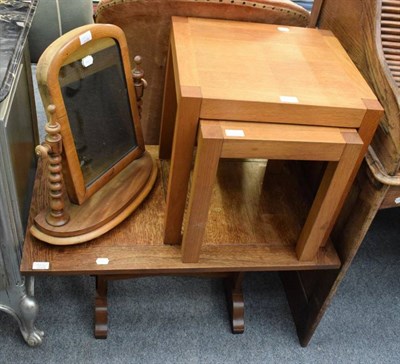 Lot 1159 - Nest of two oak tables, modern; Victorian dressing table mirror; and an oak coffee table