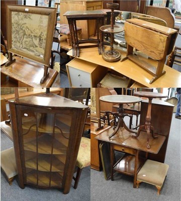 Lot 1164 - Quantity of furniture comprising oak corner cupboard; 1940s oak drop leaf table; mahogany...