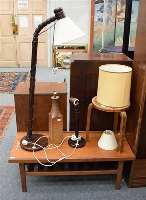Lot 1170 - A 1970s Swedish Solbackens Svarveri standard lamp and table lamp; a ceramic lamp; a teak coffee...
