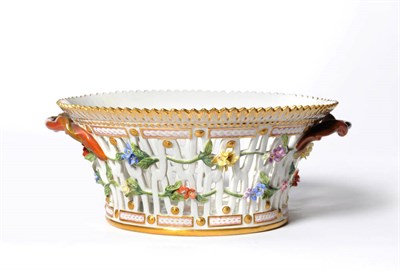 Lot 228 - A Royal Copenhagen Flora Danica Circular Dessert Basket, late 19th century, with crabstock handles