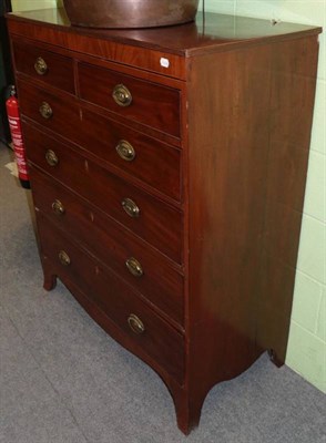 Lot 1201 - Regency mahogany and ebony strung six drawer straight fronted chest, on bracket feet