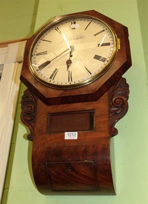 Lot 1212 - A Victorian mahogany drop dial wall timepiece, with later painted dial inscribed J Hancock, Yeovil