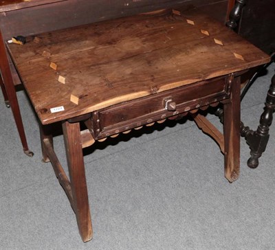 Lot 1224 - An early 18th century Spanish walnut side table with lozenge shaped inlay above frieze a...