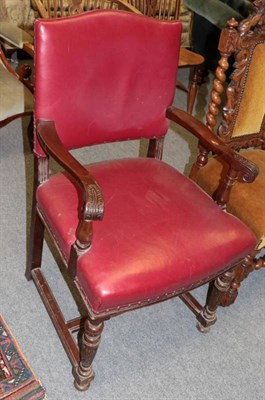 Lot 1240 - A leather upholstered mahogany open armchair