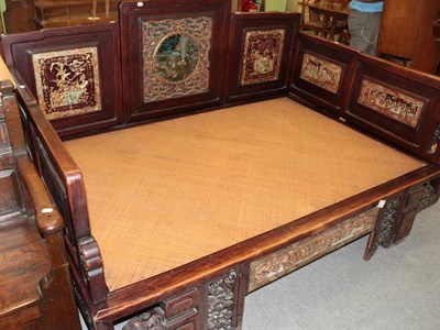 Lot 1267 - An impressive Chinese hardwood and gilt wood opium bed, late 19th/early 20th century, the back...