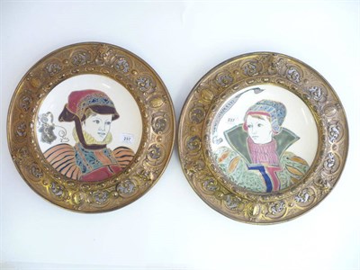 Lot 237 - A Pair of Zsolnay, Pecs Circular Dished Wall Plaques, late 19th century, decorated in colours...