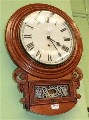 Lot 1277 - Late 19th century mahogany cased drop dial wall timepiece with later painted dial