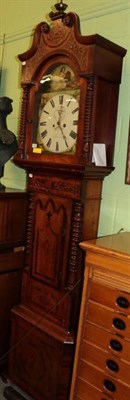 Lot 1288 - Victorian oak, rosewood crossbanded and marquetry inlaid 8-day longcase clock with painted...
