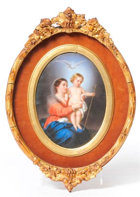 Lot 239 - A German Porcelain Oval Plaque, late 19th century, painted with the Holy Family after...