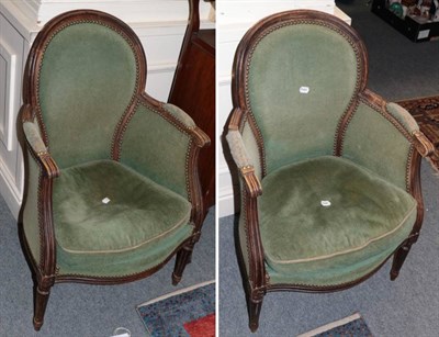 Lot 1300 - A pair of French beechwood fauteuil, in the Louis XVI style (2)