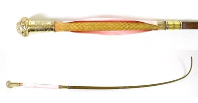Lot 84 - A Victorian Silver Gilt Mounted Riding Crop, London 1857, stamped for Callow & Son, with...