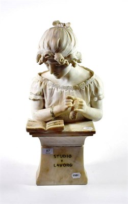 Lot 87 - Libero Gremigni (late 19th/early 20th century): 'Studio E Lavoro', a white marble bust of a...